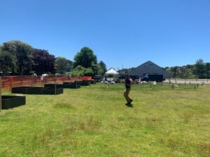 Land Bank staff building community garden beds